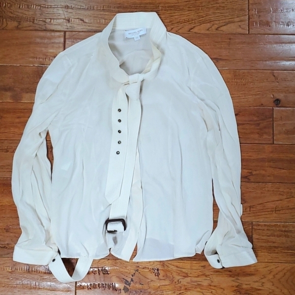 Michael Kors Tops - Michael Kors Collection silk neck tie buckle blouse
